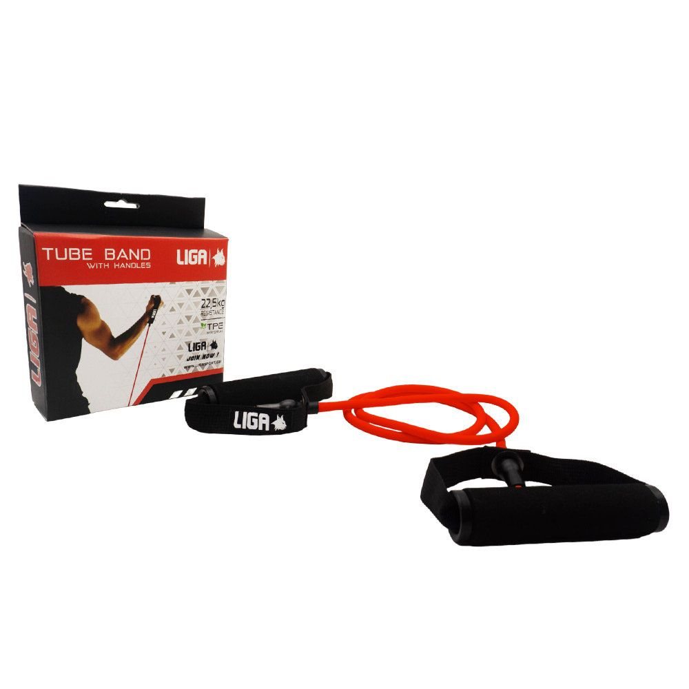 Λάστιχο αντίστασης με λαβές (tube band)(Επίπεδο αντίστασης 22,5 κιλά-κοκκινο) LIGASPORT*