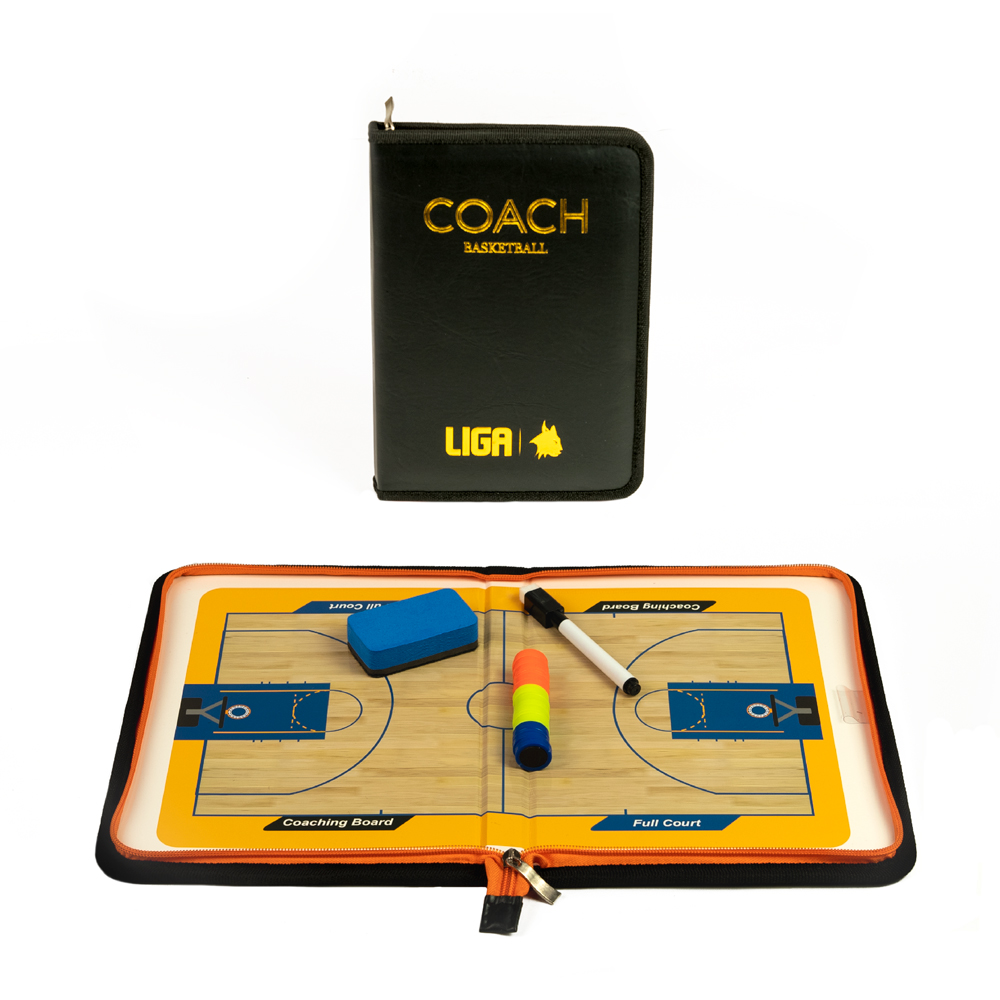 ΠΙΝΑΚΑΣ ΤΑΚΤΙΚΗΣ ΜΠΑΣΚΕΤ 42x28cm ΜΕ ΦΕΡΜΟΥΑΡ (BASKETBALL TACTIC BOARD FOLDER WITH ZIPPER) LIGASPORT