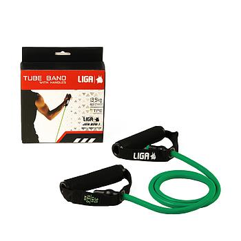 Λάστιχο αντίστασης με λαβές (tube band)(Επίπεδο αντίστασης 13,5 κιλά-πρασινο) LIGASPORT*